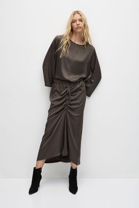 Mela Purdie LS slice Neck Plaza Top Leather