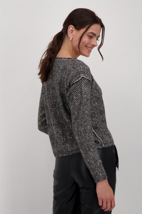 Monari Boat Neck Pullover Schwarz Ptn