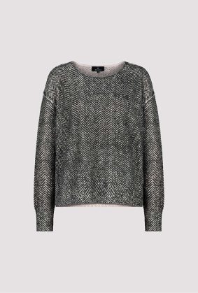 Monari Boat Neck Pullover Schwarz Ptn