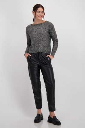 Monari Boat Neck Pullover Schwarz Ptn