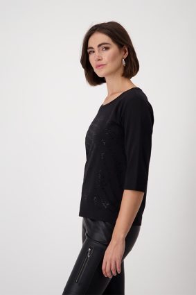 Monari Boat Neck T-Shirt Schwarz 2