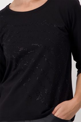 Monari Boat Neck T-Shirt Schwarz 2