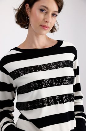 Monari Round Neck Jersey Schwarz Stp