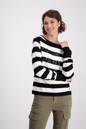 Monari Round Neck Jersey Schwarz Stp