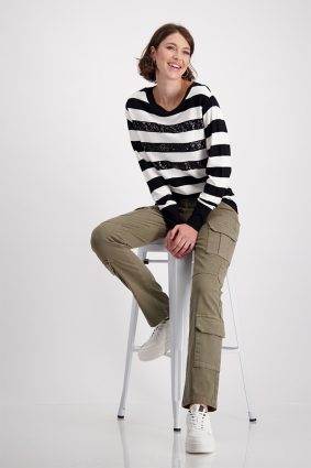 Monari Round Neck Jersey Schwarz Stp