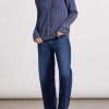Tribal Funnel Neck Sweater WSpecial Wash Dk Blue Jay