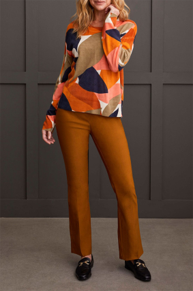 Tribal LS Crew NK Printed Sweater Desertsun