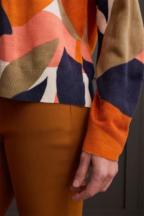 Tribal LS Crew NK Printed Sweater Desertsun