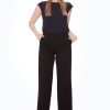 UP! Solid Ponte Wide-Leg Pant Black