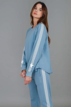 3rd Story Britney Star Stripe Sweater Pigeon