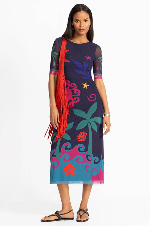 Johnny Was Astrid Mesh Midi Dress PMA