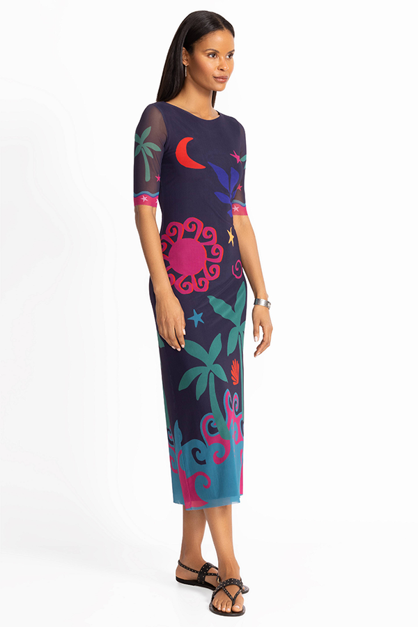 Johnny Was Astrid Mesh Midi Dress PMA