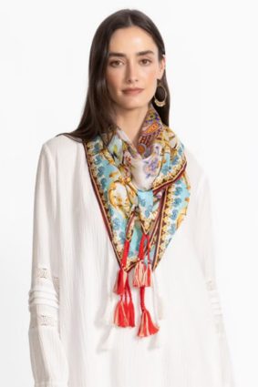 Johnny Was Silk Scarf Scroll Print