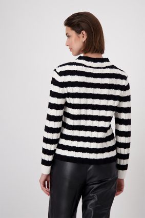 Monari Pullover Schwarz Striped