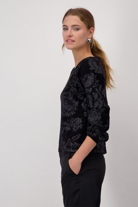 Monari Pullover Sweater Schwarz Pattern