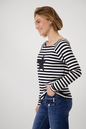 Monari T-Shirt Schwarz Striped