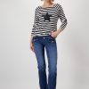 Monari T-Shirt Schwarz Striped