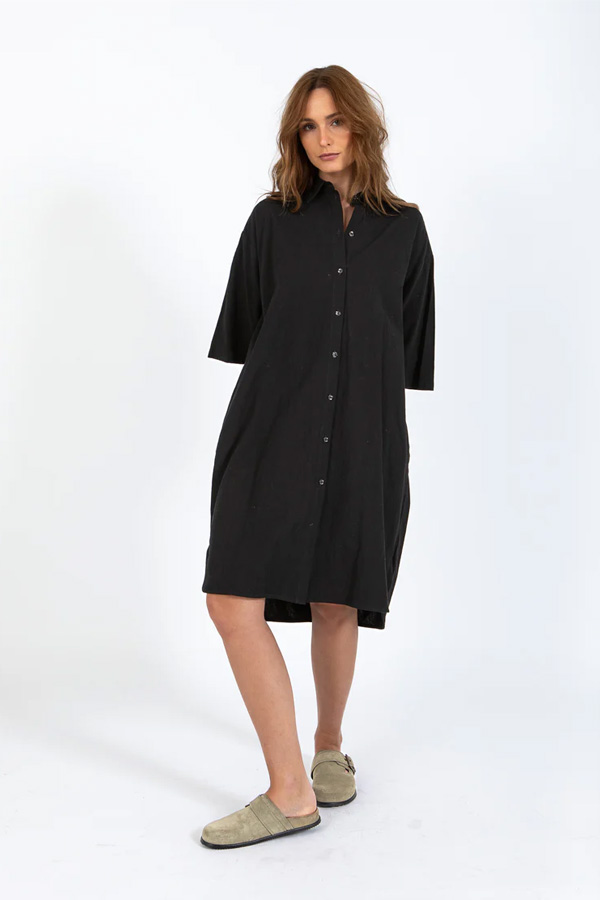 CC Heart Scout Linen Look Shirt Dress Black - Differente Boutique