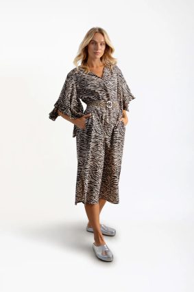 Coster Dress Ruffle With Sleeves Zebra PrintCoster Dress Ruffle With Sleeves Zebra Print