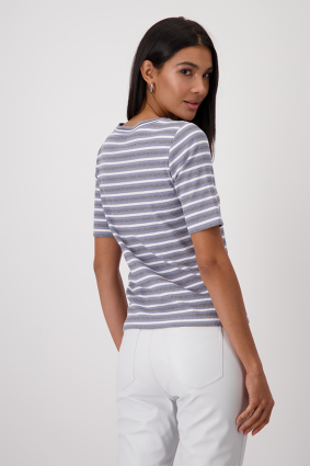 Monari T-Shirt Lurex Stripes SMK PPL STP