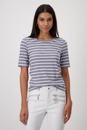 Monari T-Shirt Lurex Stripes SMK PPL STP