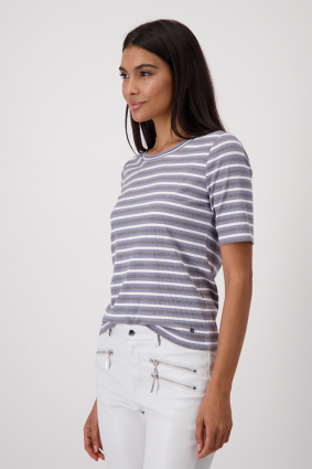 Monari T-Shirt Lurex Stripes SMK PPL STP