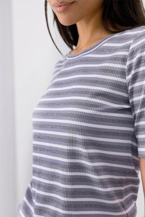 Monari T-Shirt Lurex Stripes SMK PPL STP