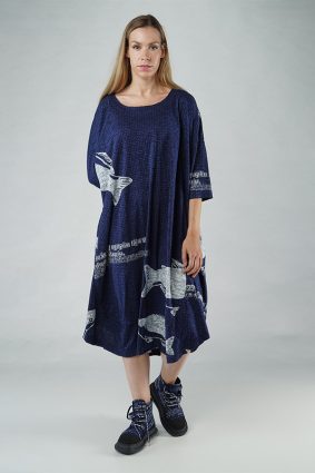 Black Label Dress Navy Print