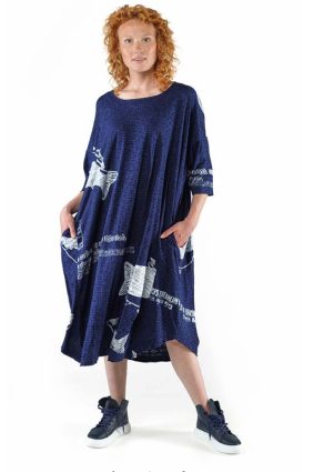 Black Label Dress Navy Print