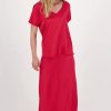 Me369 Jasmine Solid V Neck Shirt Red
