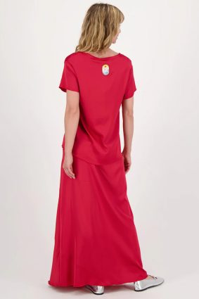 Me369 Jasmine Solid V Neck Shirt Red