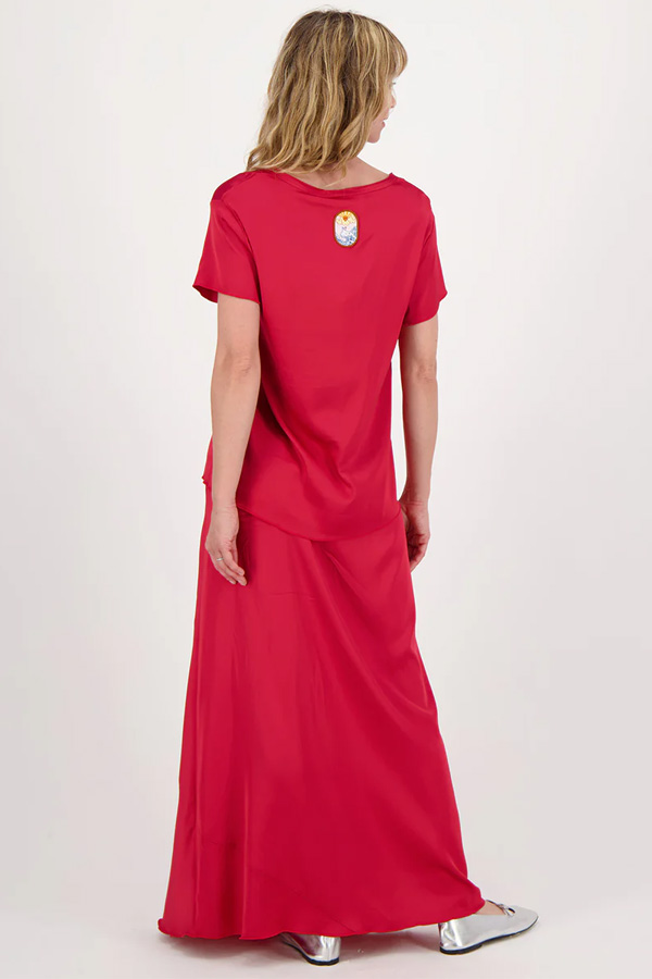 Me369 Jasmine Solid V Neck Shirt Red