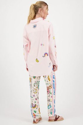 Me369 Madison Oversized EMB Shirt Pink