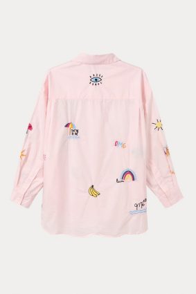 Me369 Madison Oversized EMB Shirt Pink