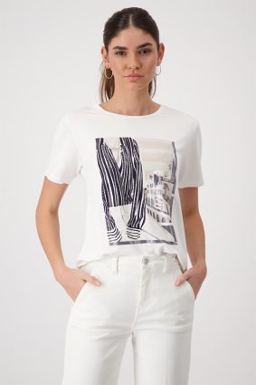 Monari Biarritz Print T-Shirt Off White