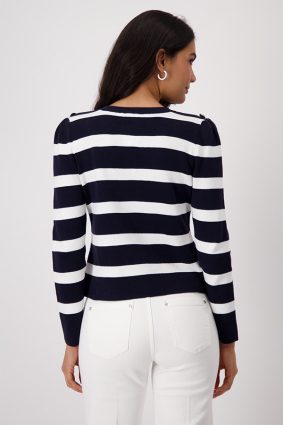 Monari Jacket Cardigan Stripes Deep Ocean