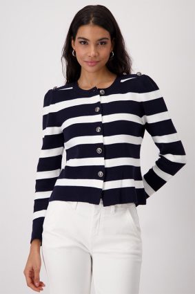 Monari Jacket Cardigan Stripes Deep Ocean