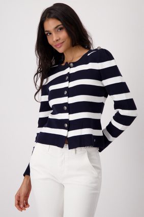 Monari Jacket Cardigan Stripes Deep Ocean
