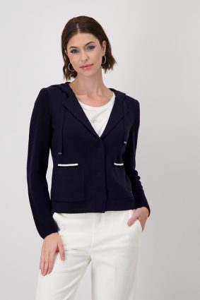 Monari Jacket Knitted Blazer Deep Ocean