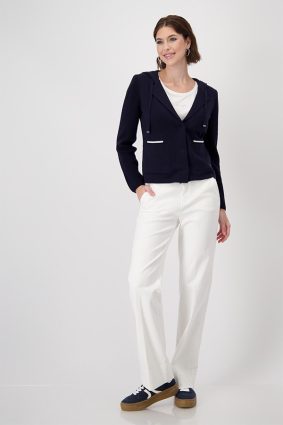 Monari Jacket Knitted Blazer Deep Ocean
