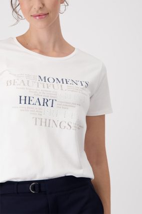 Monari T-Shirt Decorative Lettering Off White