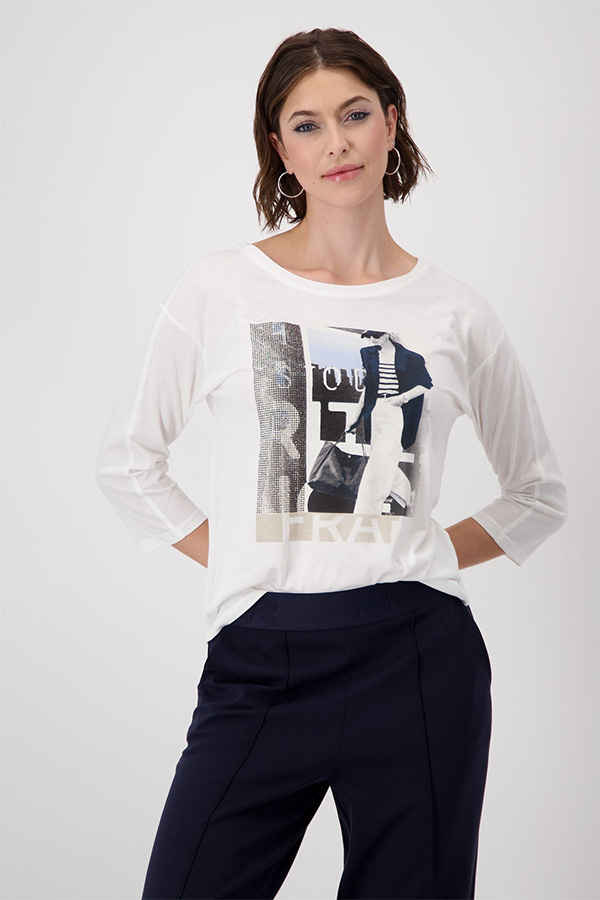 Monari Women's T-Shirt Print Off White