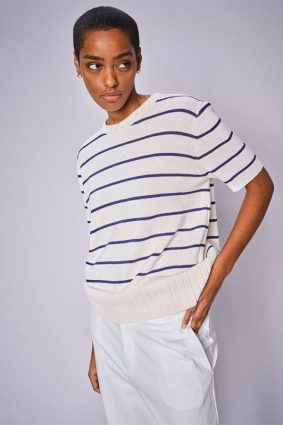 Mos Mosh Finlo Paper SS Knit Ecru