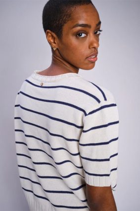 Mos Mosh Finlo Paper SS Knit Ecru