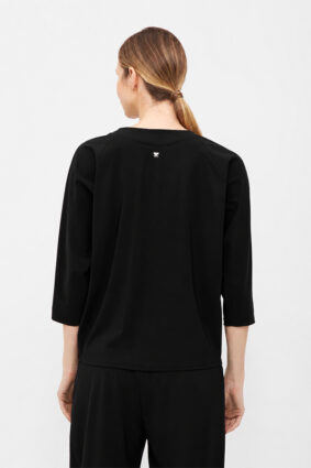 Raffaello Rossi Grazia black top with round neck and three-quarter raglan sleeves