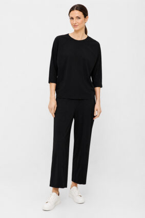 Raffaello Rossi Grazia black top with round neck and three-quarter raglan sleeves