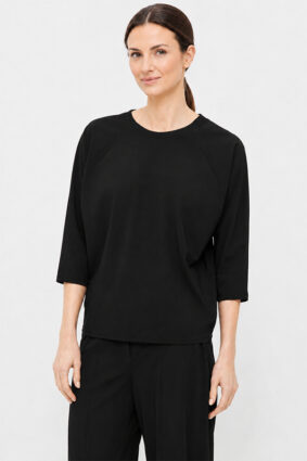 Raffaello Rossi Grazia black top with round neck and three-quarter raglan sleeves