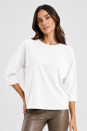 Raffaello Rossi Grazia Top White with round neck and three-quarter raglan sleeves