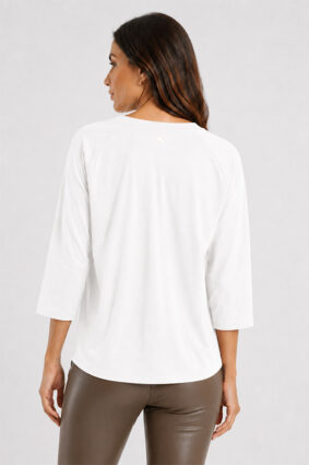 Raffaello Rossi Grazia Top White with round neck and three-quarter raglan sleeves