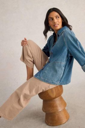 White Stuff Eden Denim Jacket Mid Denim